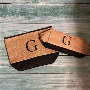 Stylish Tan and Black women’s or Men's Zippered Bag Set